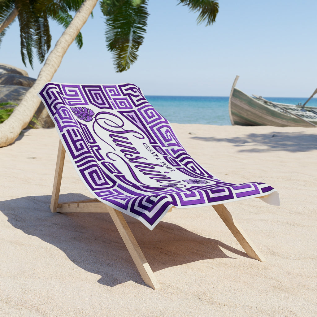 Copy of Create Your Sunshine Beach Towel — Blue Tropical Cotton Beach Towel