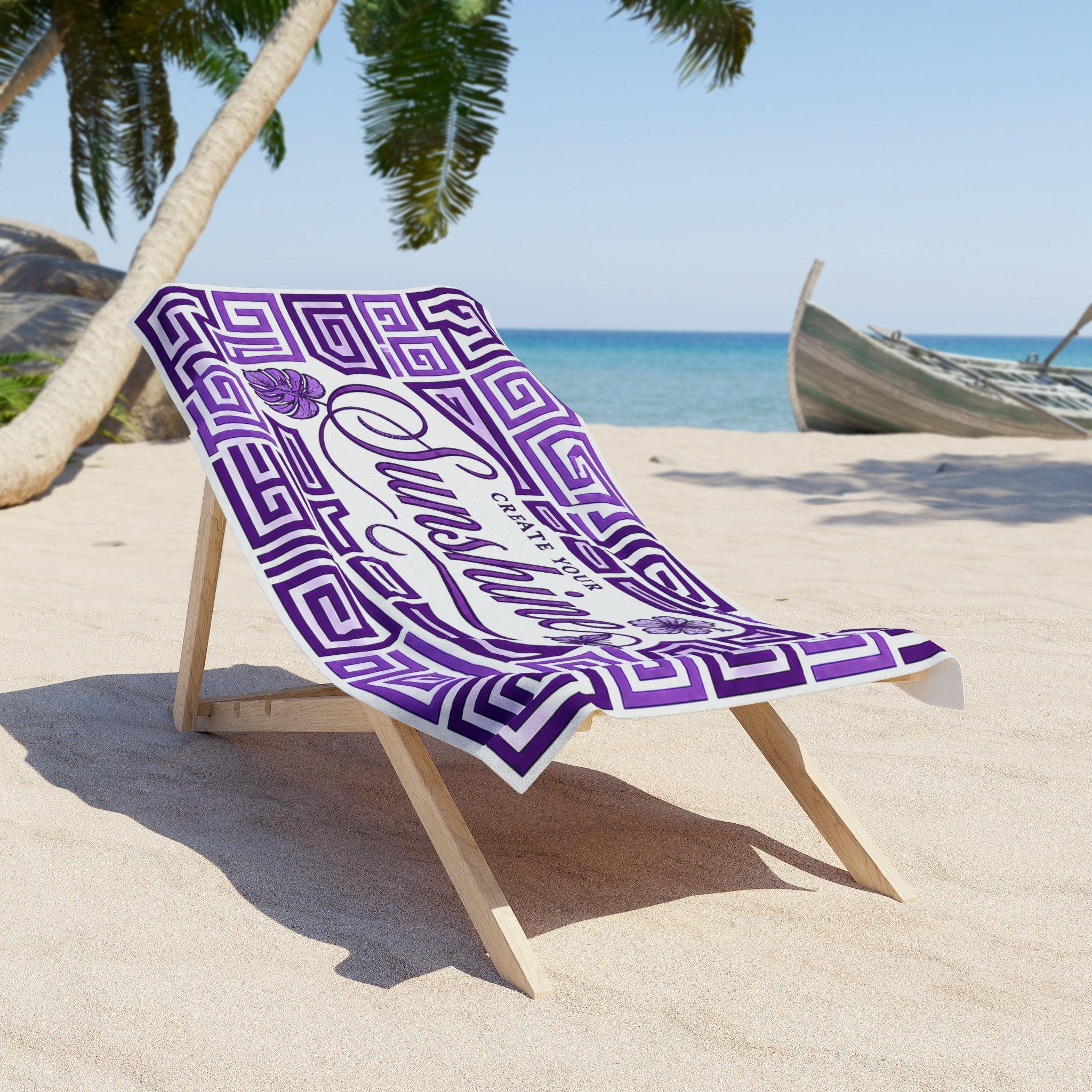 Copy of Create Your Sunshine Beach Towel — Blue Tropical Cotton Beach Towel