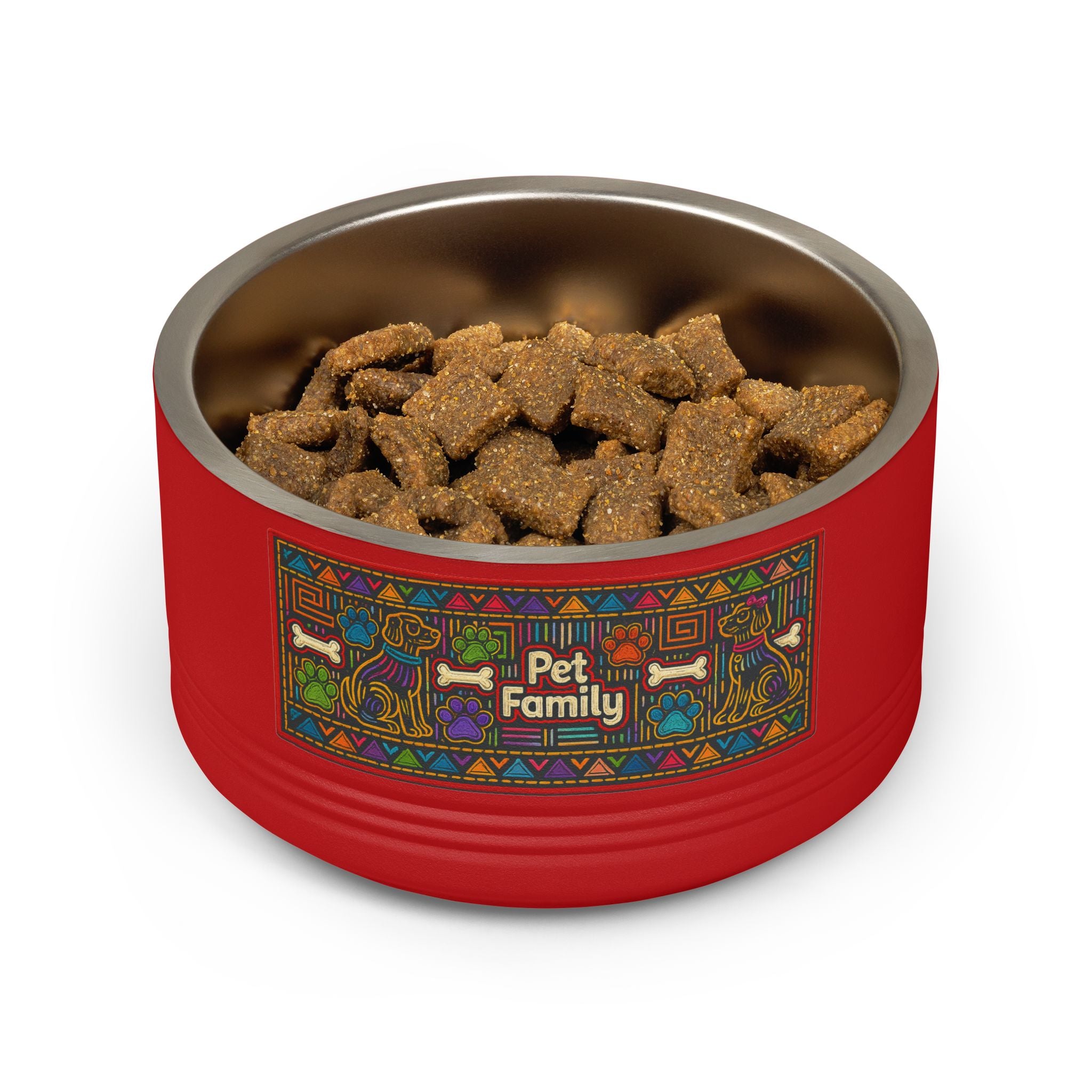 Pet Bowl — 18oz Stainless Dog & Cat Bowl with Mola-Inspired Design from Panama
