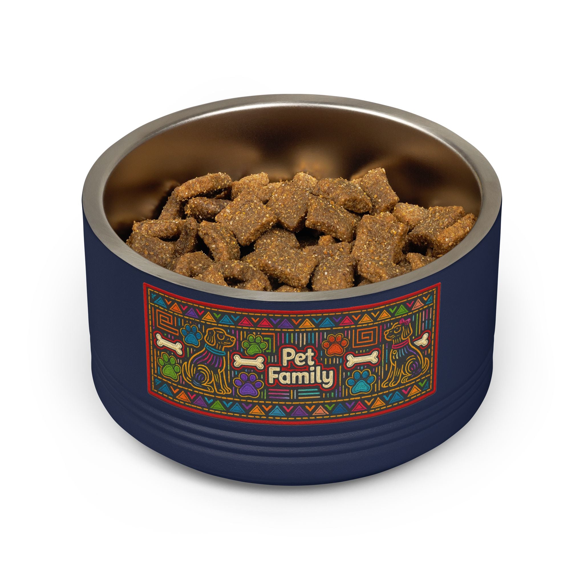 Pet Bowl — 18oz Stainless Dog & Cat Bowl with Mola-Inspired Design from Panama