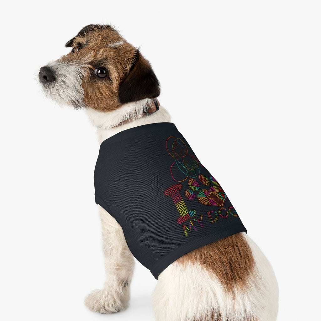Dog Love Pet Tank — "I  My Dog" Colorful Paw Heart Dog Tank Top
