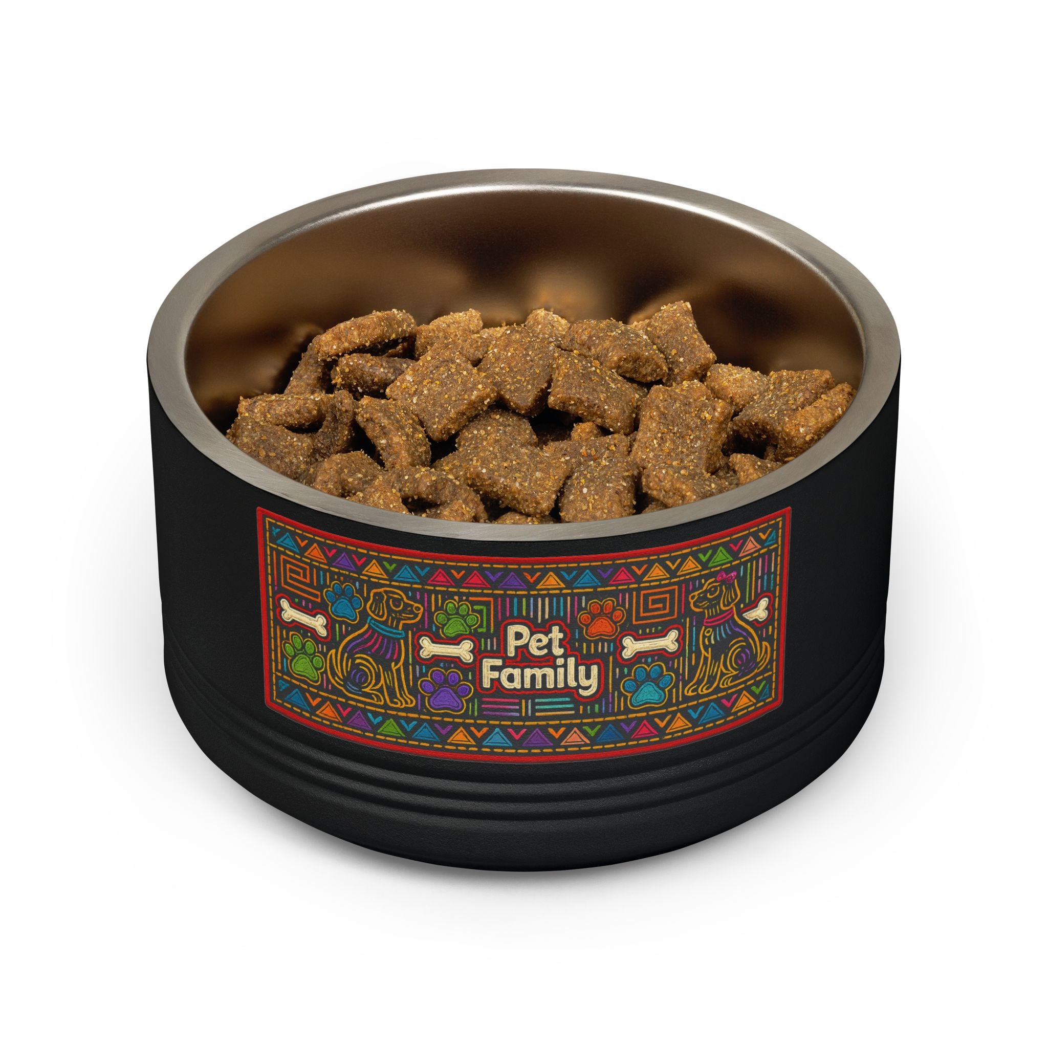 Pet Bowl — 18oz Stainless Dog & Cat Bowl with Mola-Inspired Design from Panama