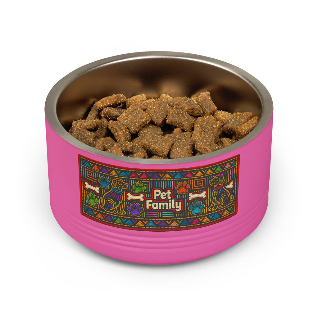 Pet Bowl — 18oz Stainless Dog & Cat Bowl with Mola-Inspired Design from Panama