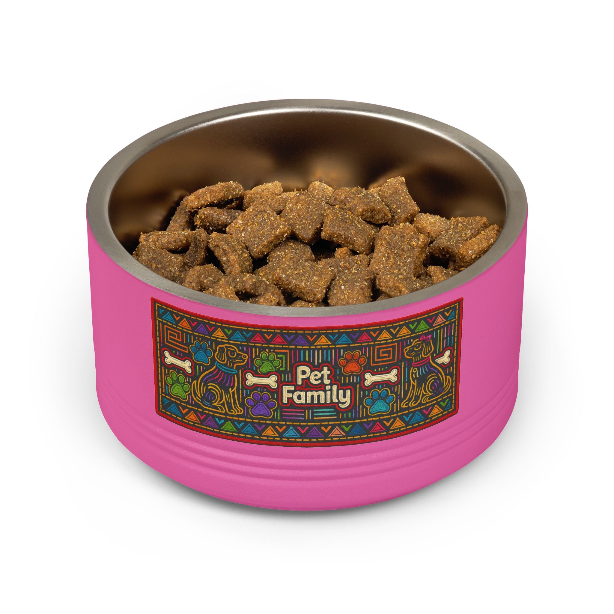 Pet Bowl — 18oz Stainless Dog & Cat Bowl with Mola-Inspired Design from Panama