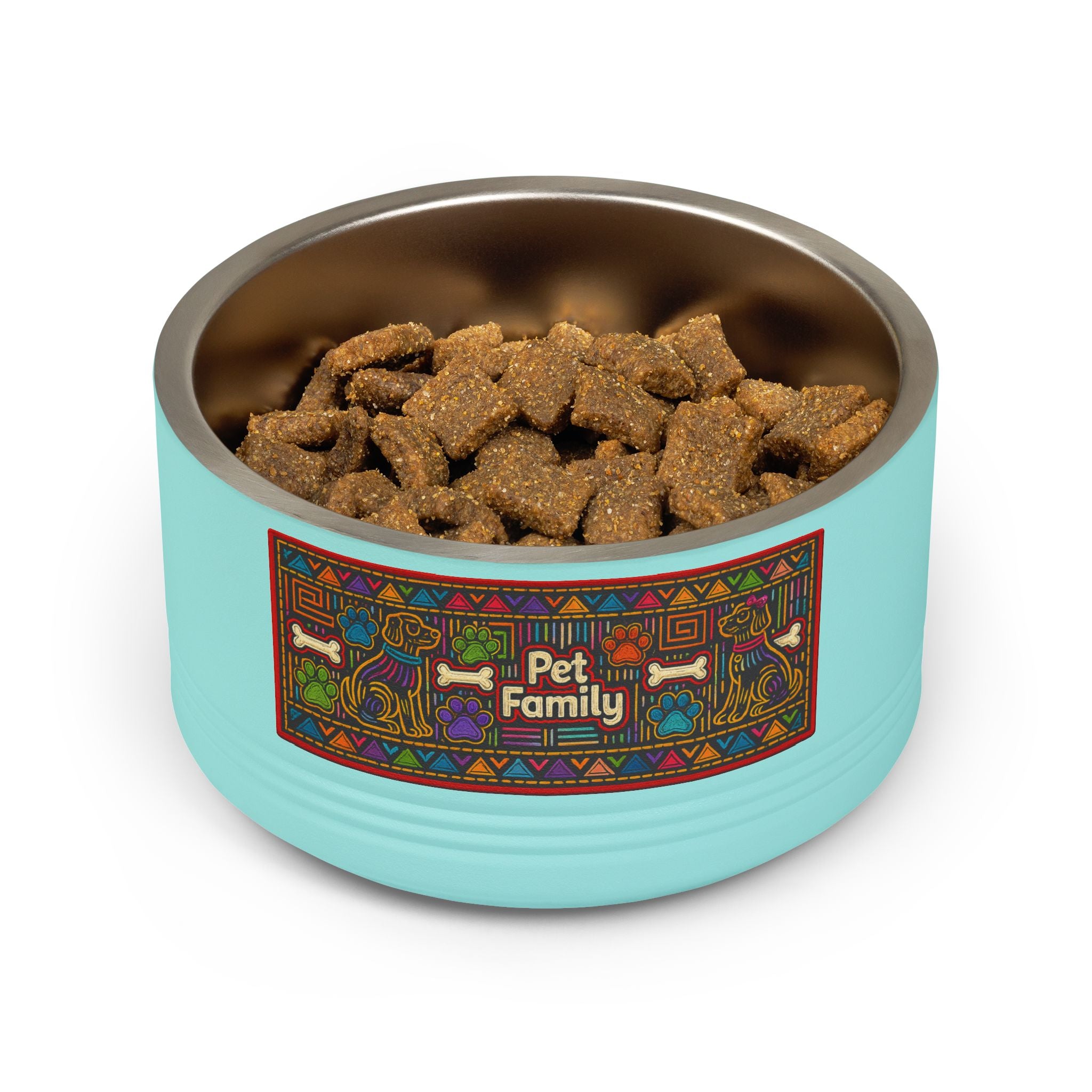 Pet Bowl — 18oz Stainless Dog & Cat Bowl with Mola-Inspired Design from Panama
