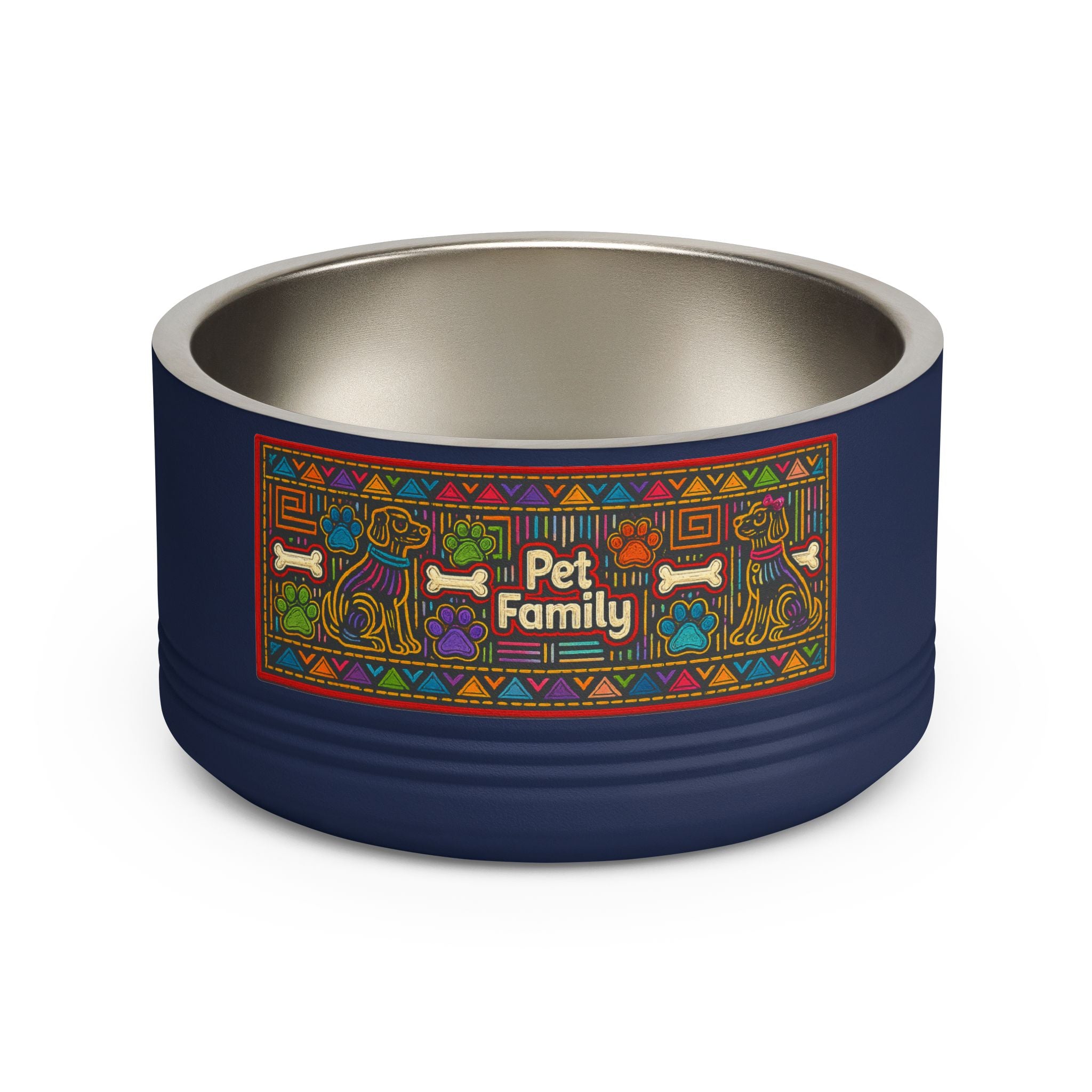 Pet Bowl — 18oz Stainless Dog & Cat Bowl with Mola-Inspired Design from Panama