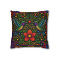 Hummingbird Floral Decorative Pillowcase — Vibrant Boho Garden Throw Cover