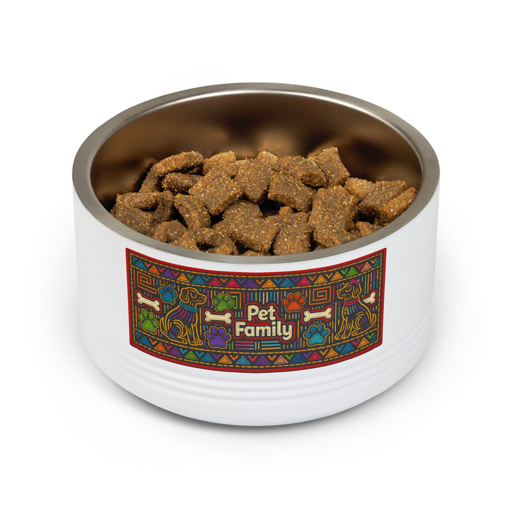 Pet Bowl — 18oz Stainless Dog & Cat Bowl with Mola-Inspired Design from Panama