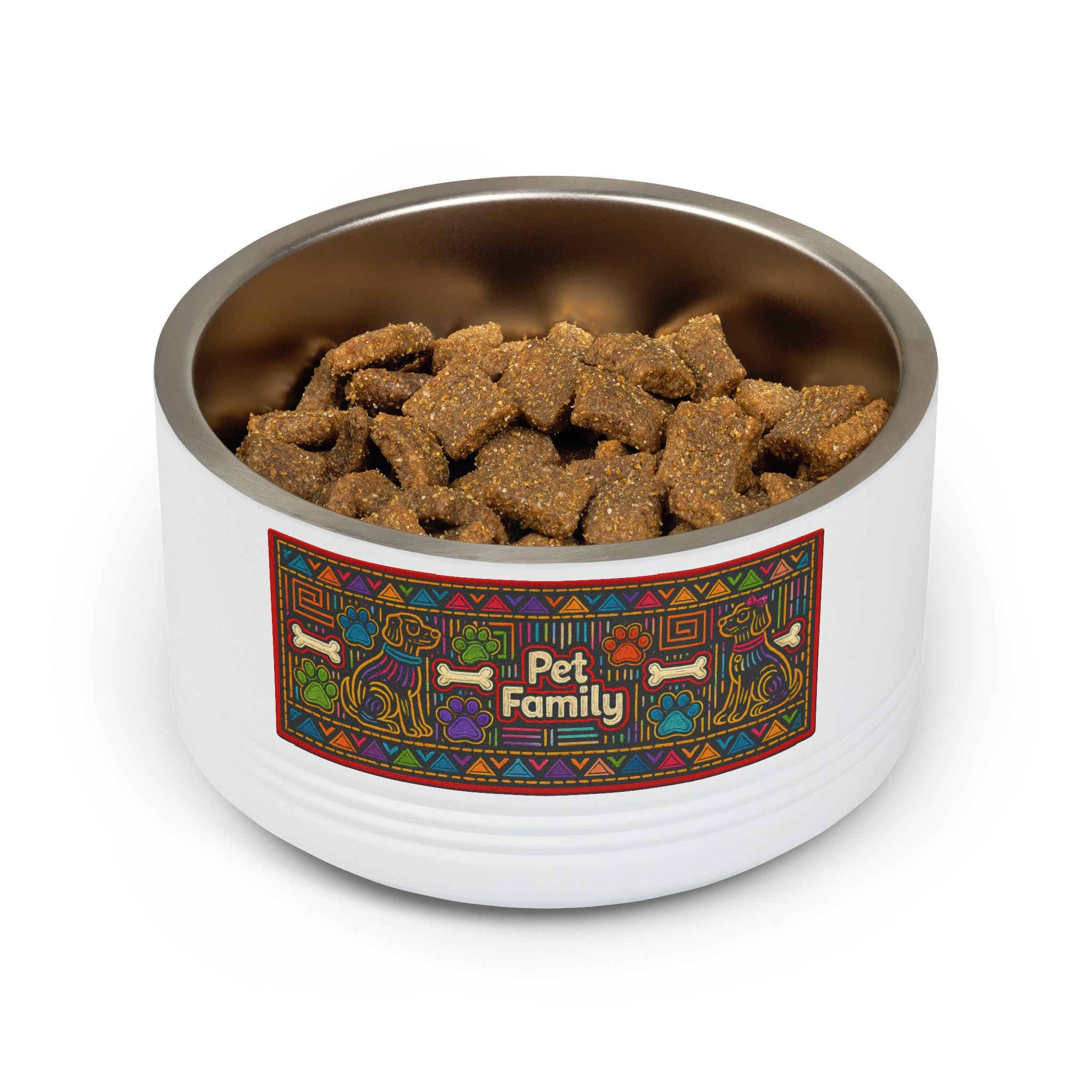 Pet Bowl — 18oz Stainless Dog & Cat Bowl with Mola-Inspired Design from Panama