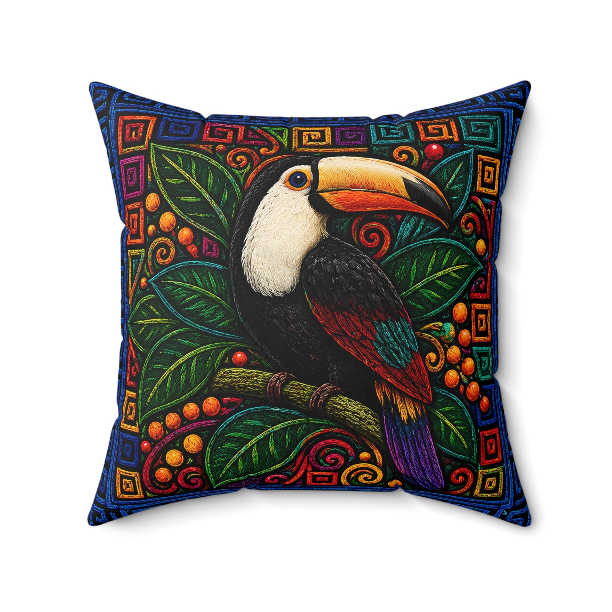 Copy of Toucan Tropical Throw Pillow — Faux Suede Square Decorative Pillow