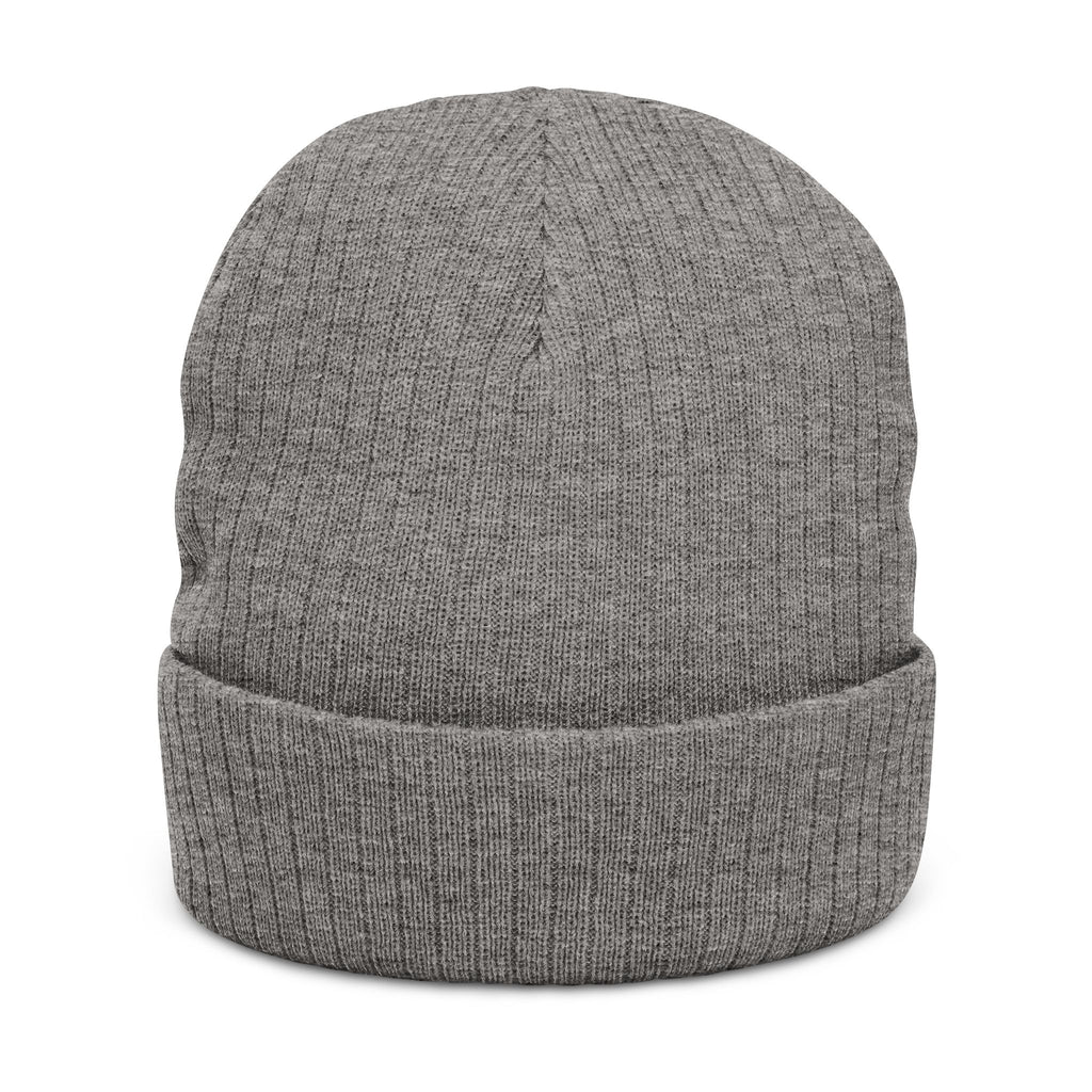 Embroidered 'Love & Peace' Ribbed Knit Beanie — Colorful Retro Heart Design