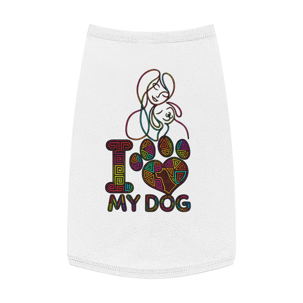 Dog Love Pet Tank — "I  My Dog" Colorful Paw Heart Dog Tank Top