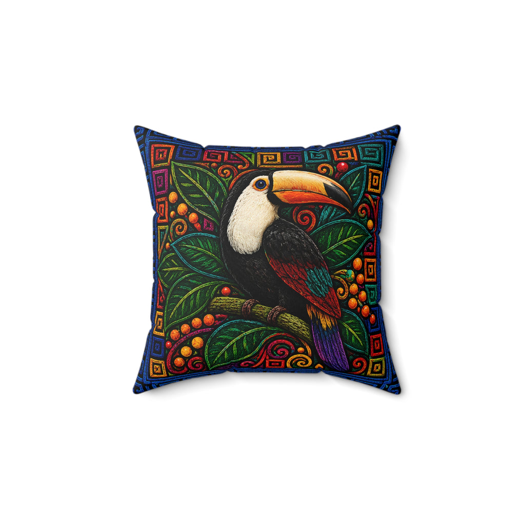 Copy of Toucan Tropical Throw Pillow — Faux Suede Square Decorative Pillow