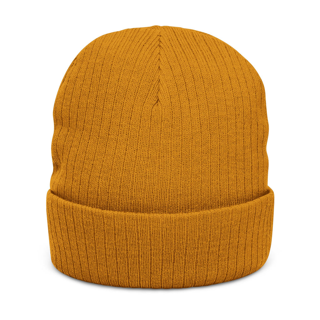 Embroidered 'Love & Peace' Ribbed Knit Beanie — Colorful Retro Heart Design