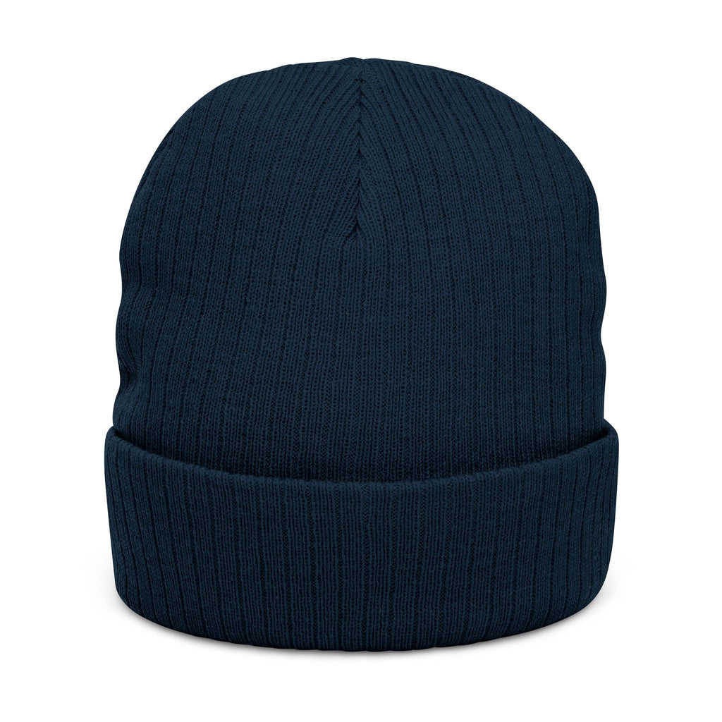 Embroidered 'Love & Peace' Ribbed Knit Beanie — Colorful Retro Heart Design