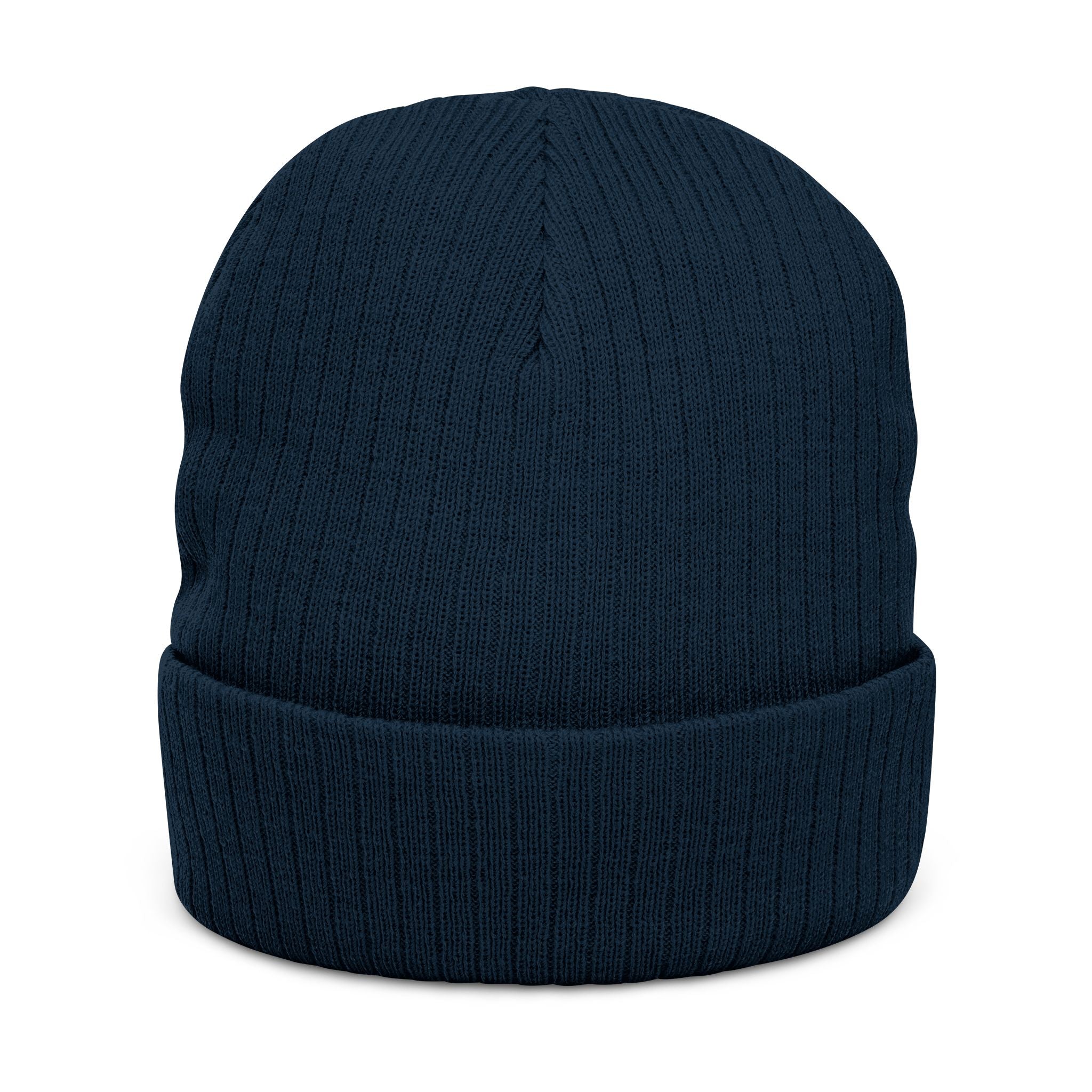 Embroidered 'Love & Peace' Ribbed Knit Beanie — Colorful Retro Heart Design