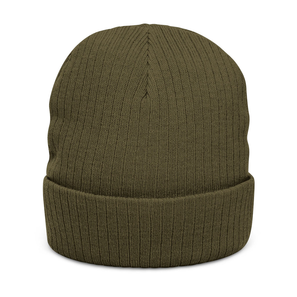 Embroidered 'Love & Peace' Ribbed Knit Beanie — Colorful Retro Heart Design