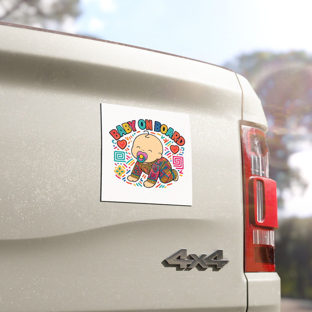 Baby On Board Car Magnet — Colorful Cute Baby Design