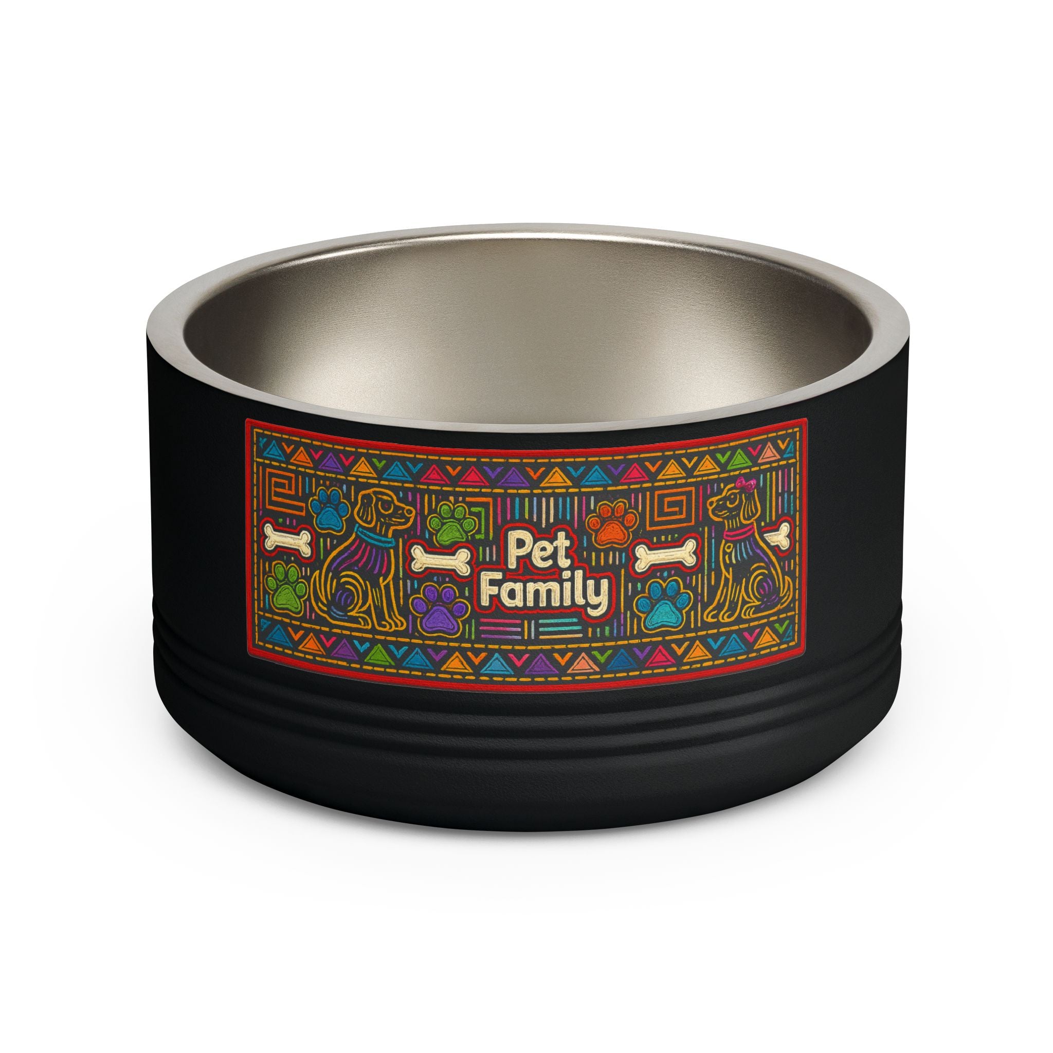 Pet Bowl — 18oz Stainless Dog & Cat Bowl with Mola-Inspired Design from Panama