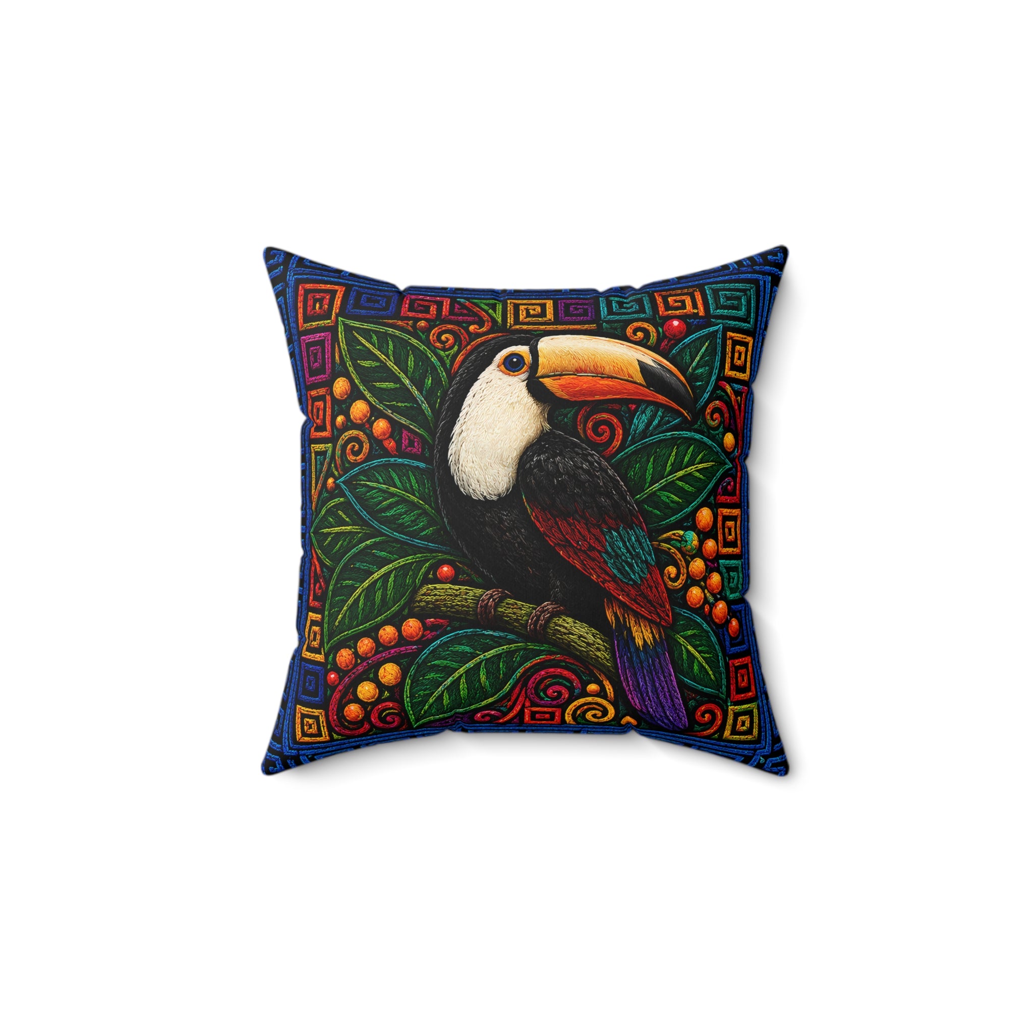Copy of Toucan Tropical Throw Pillow — Faux Suede Square Decorative Pillow
