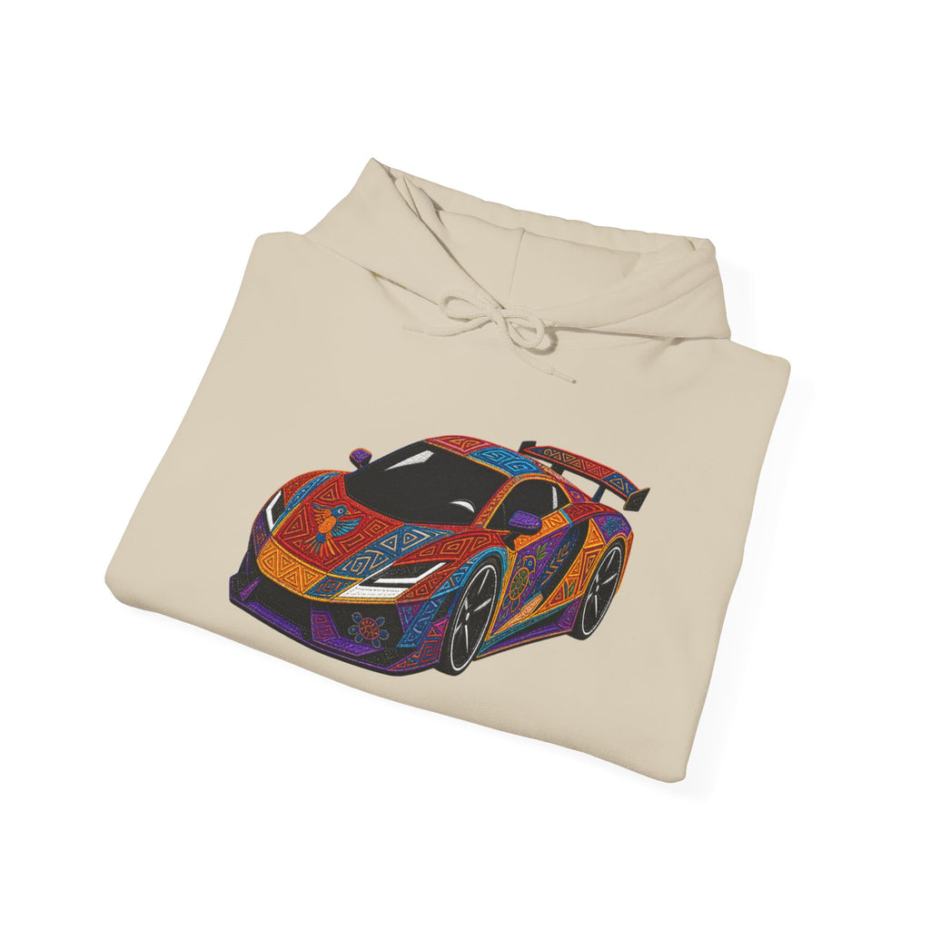 Racing Supercar Hoodie - Vibrant Retro Sports Car Graphic