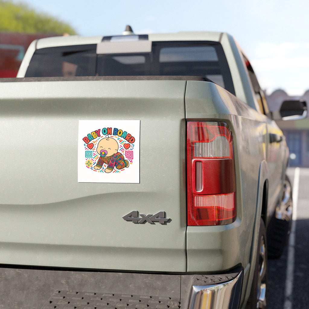 Baby On Board Car Magnet — Colorful Cute Baby Design