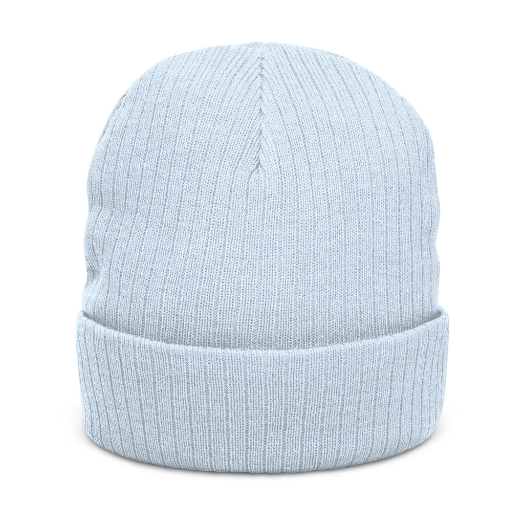 Embroidered 'Love & Peace' Ribbed Knit Beanie — Colorful Retro Heart Design
