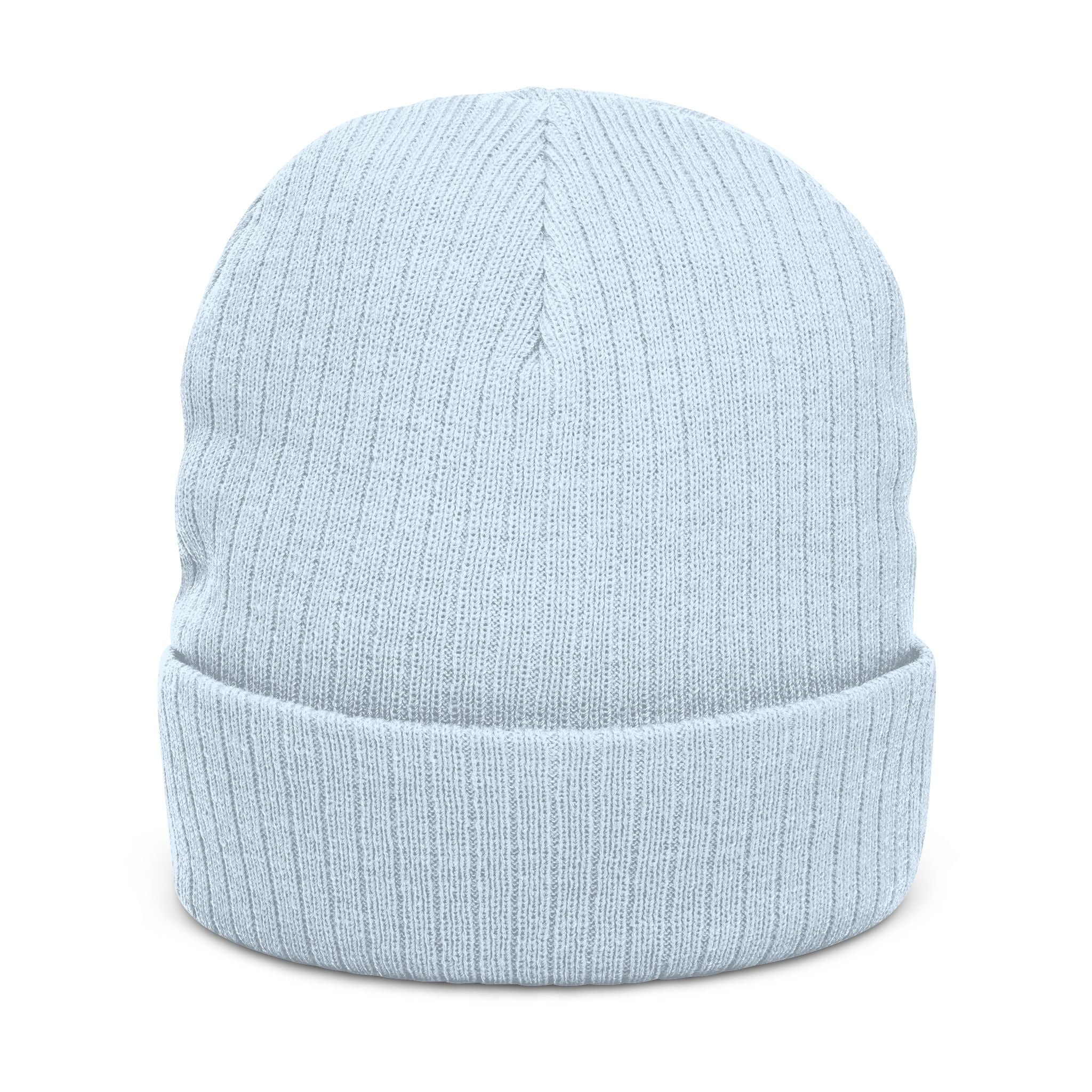 Embroidered 'Love & Peace' Ribbed Knit Beanie — Colorful Retro Heart Design