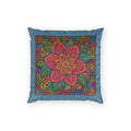 Bohemian Floral Velvet Pillow Cover — Vibrant Red Flower Decorative Throw Pillow