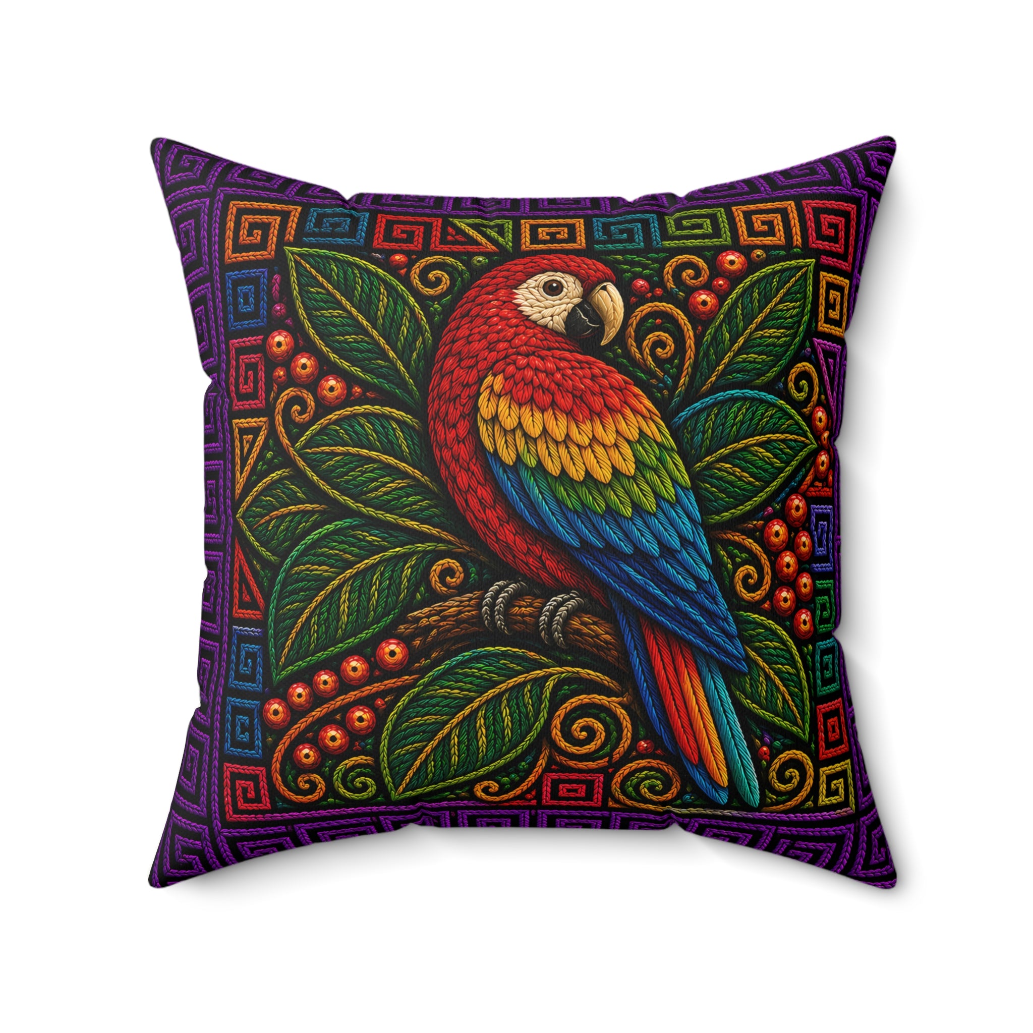 Toucan Tropical Throw Pillow — Faux Suede Square Decorative Pillow