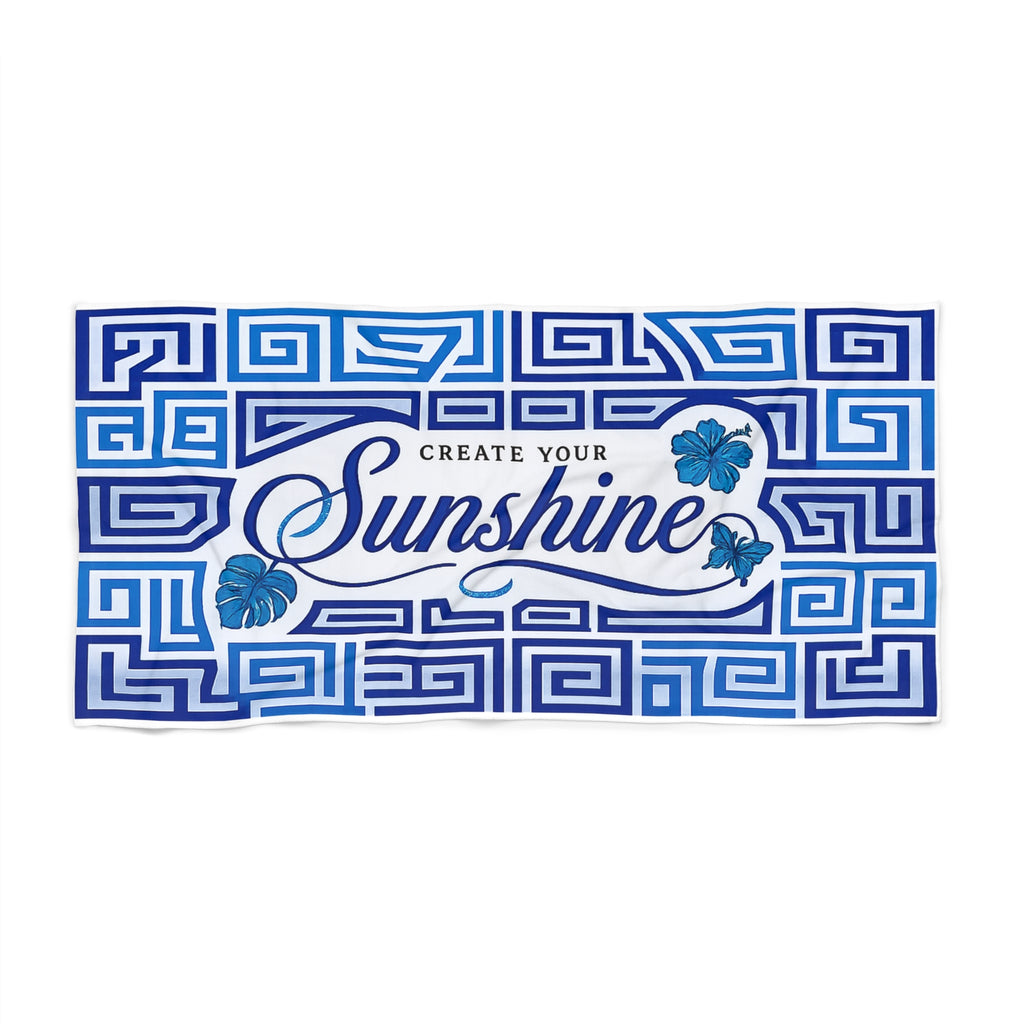 Create Your Sunshine Beach Towel — Blue Tropical Cotton Beach Towel