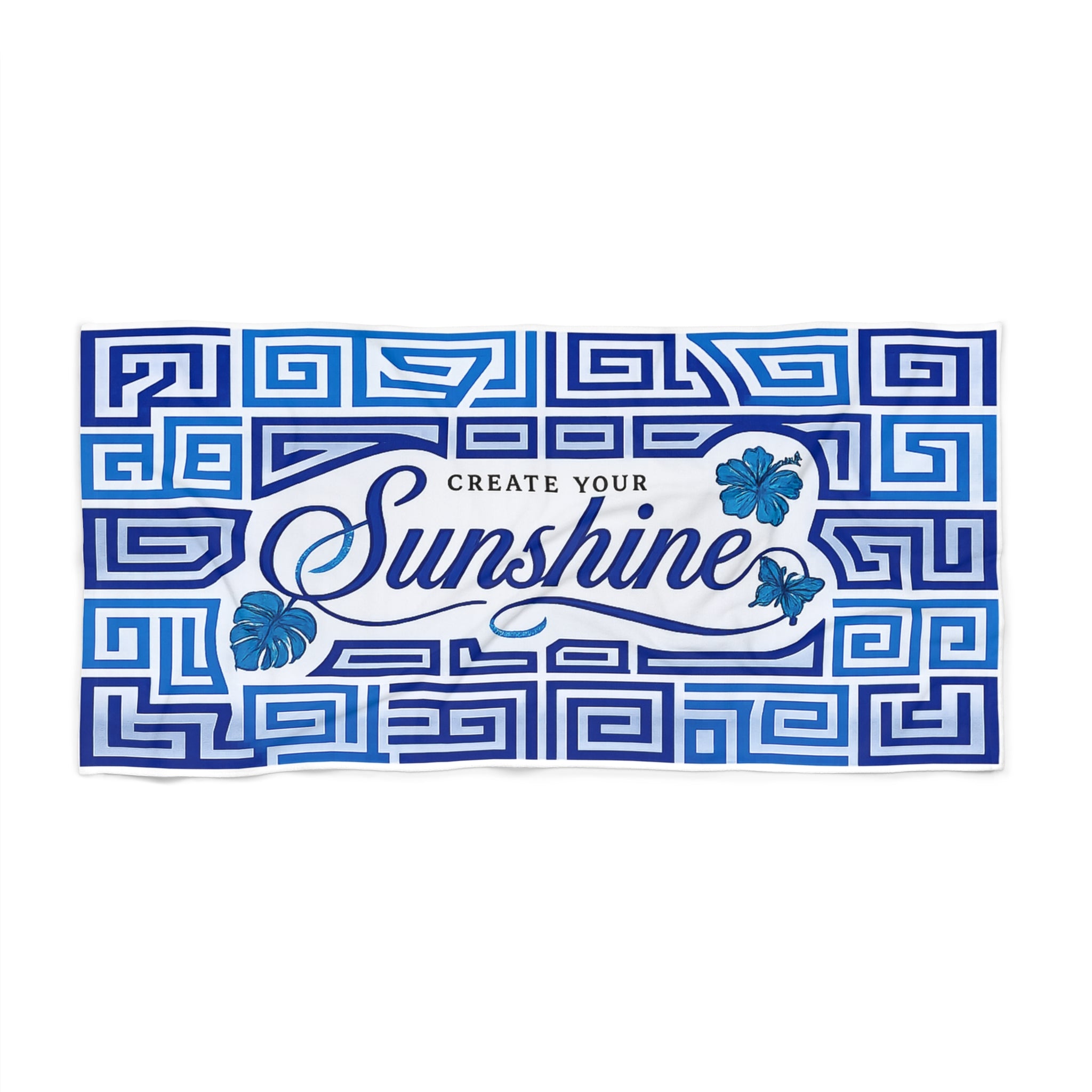 Create Your Sunshine Beach Towel — Blue Tropical Cotton Beach Towel