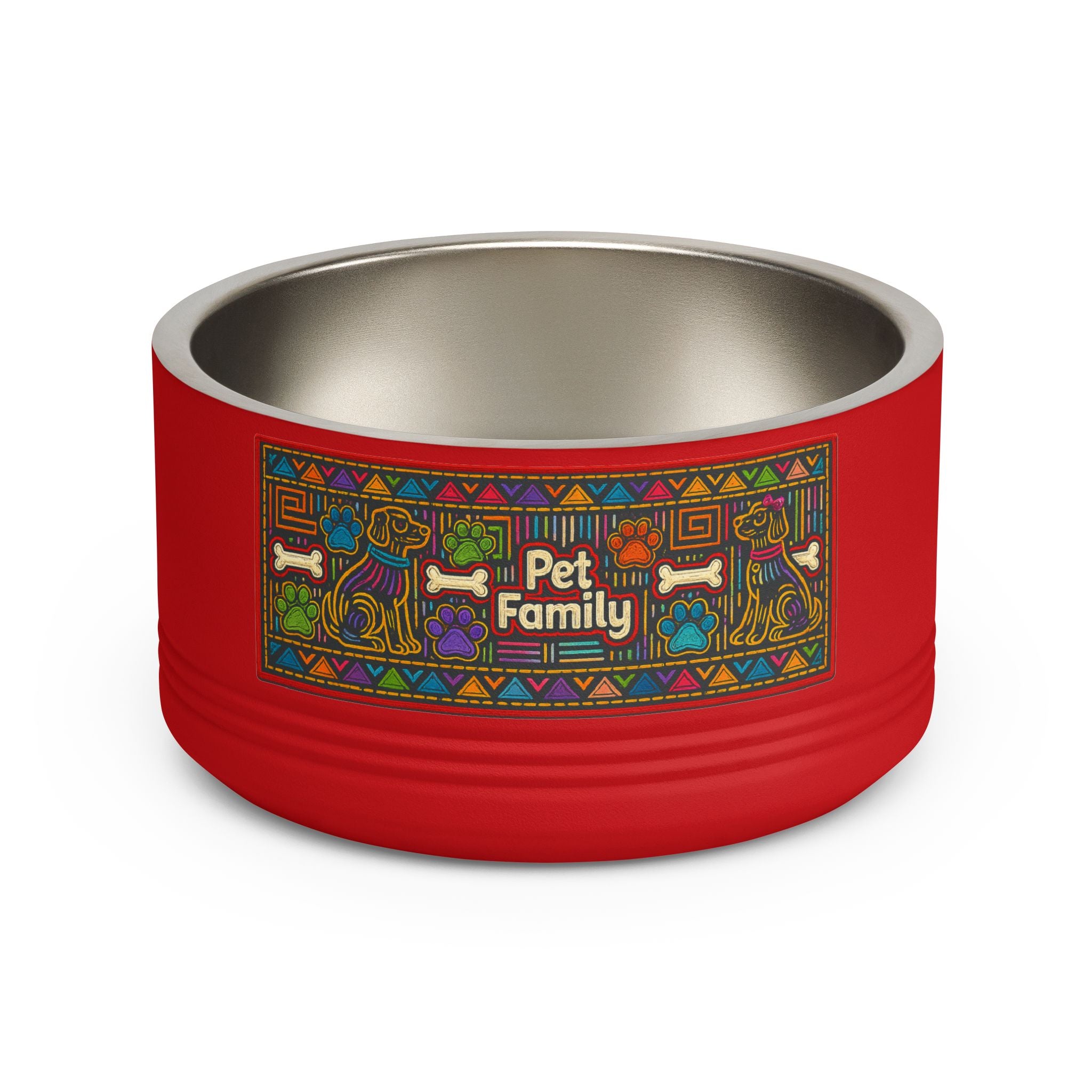 Pet Bowl — 18oz Stainless Dog & Cat Bowl with Mola-Inspired Design from Panama