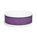Pet Bowl — Purple Greek Key Pattern Ceramic Dog & Cat Bowl