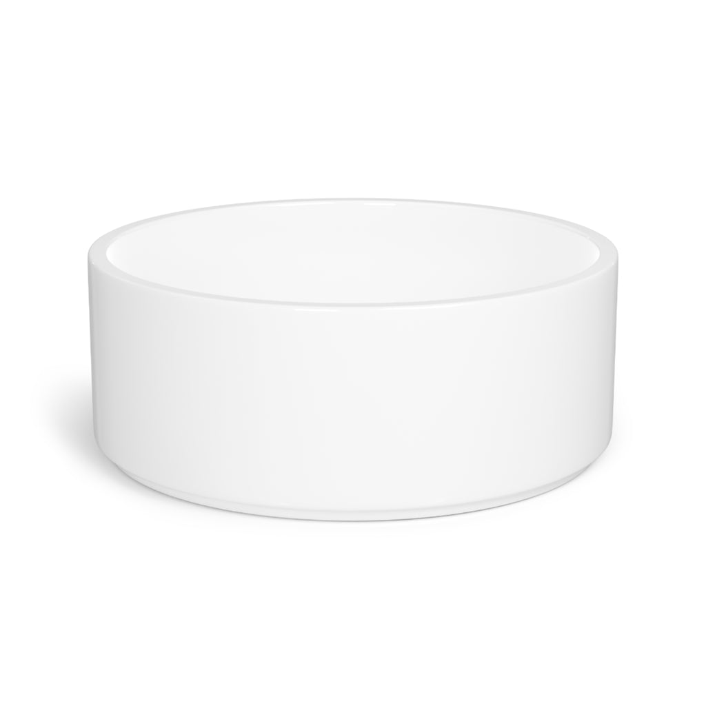 Green Greek Key Ceramic Pet Bowl — Modern Geometric Dog & Cat Dish