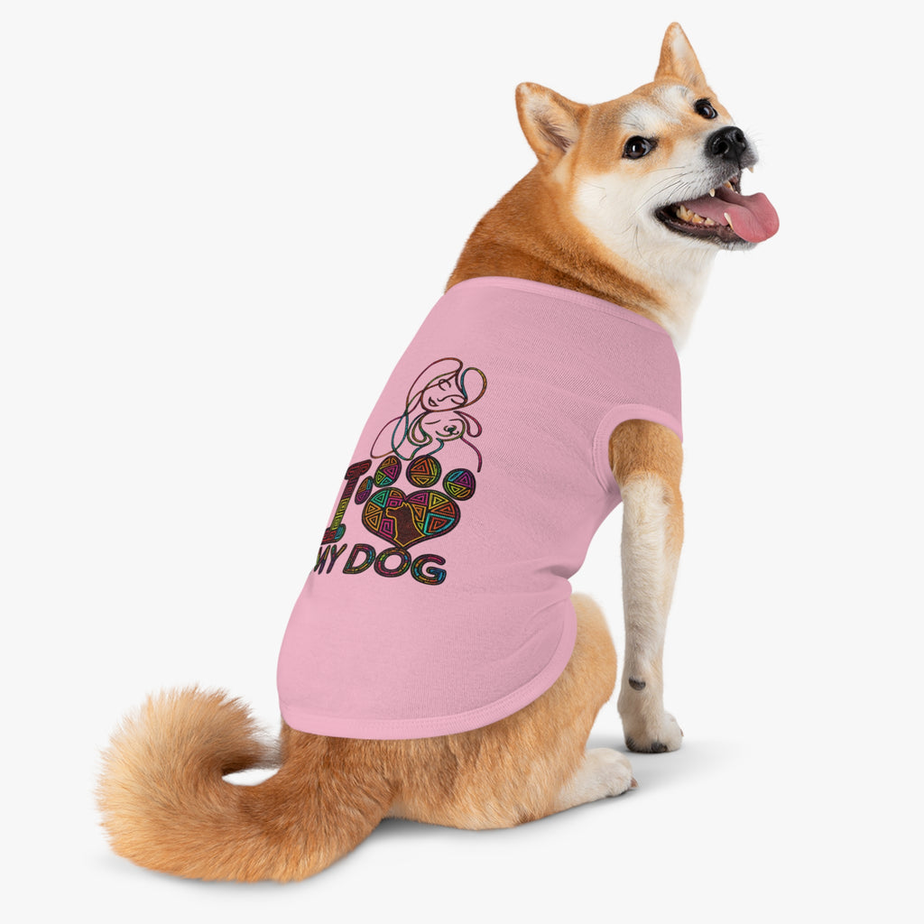 Dog Love Pet Tank — "I  My Dog" Colorful Paw Heart Dog Tank Top