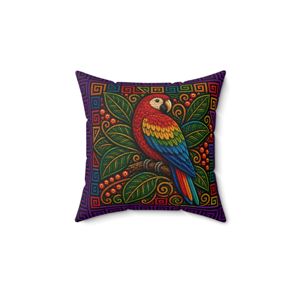 Toucan Tropical Throw Pillow — Faux Suede Square Decorative Pillow