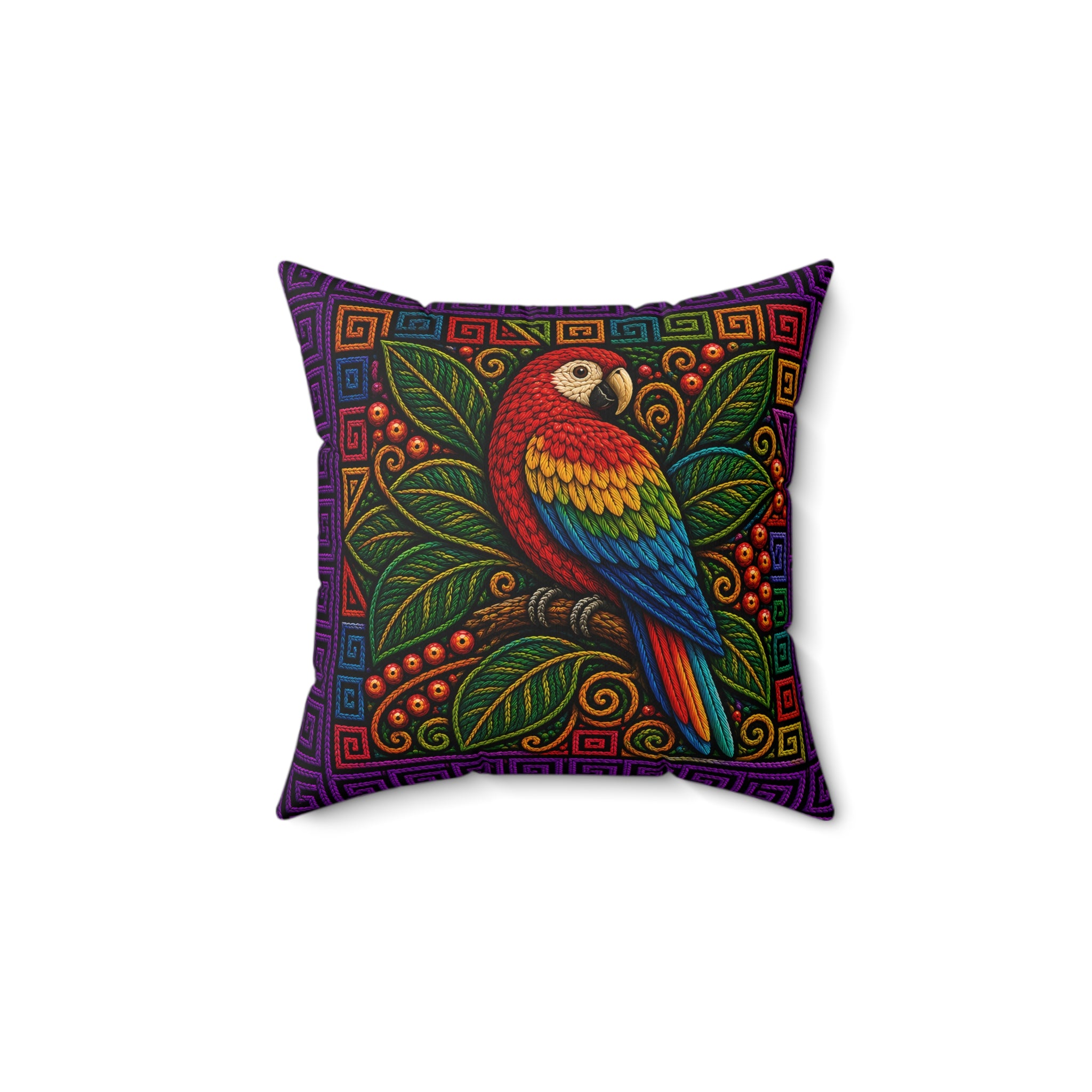 Toucan Tropical Throw Pillow — Faux Suede Square Decorative Pillow
