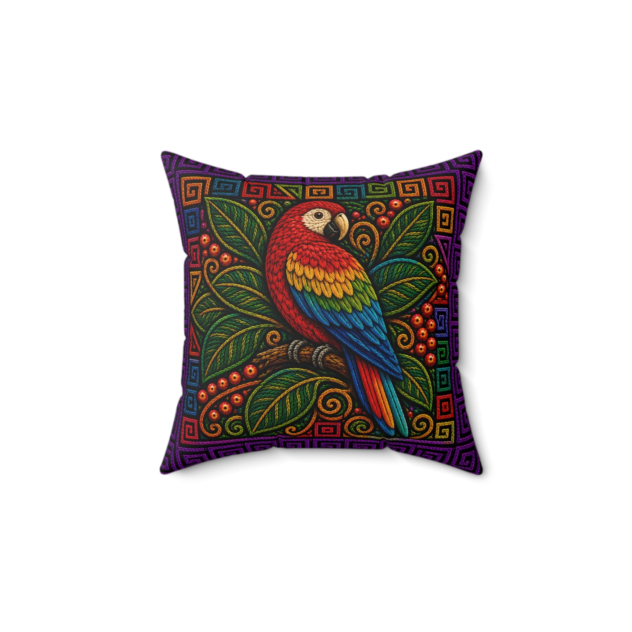 Toucan Tropical Throw Pillow — Faux Suede Square Decorative Pillow