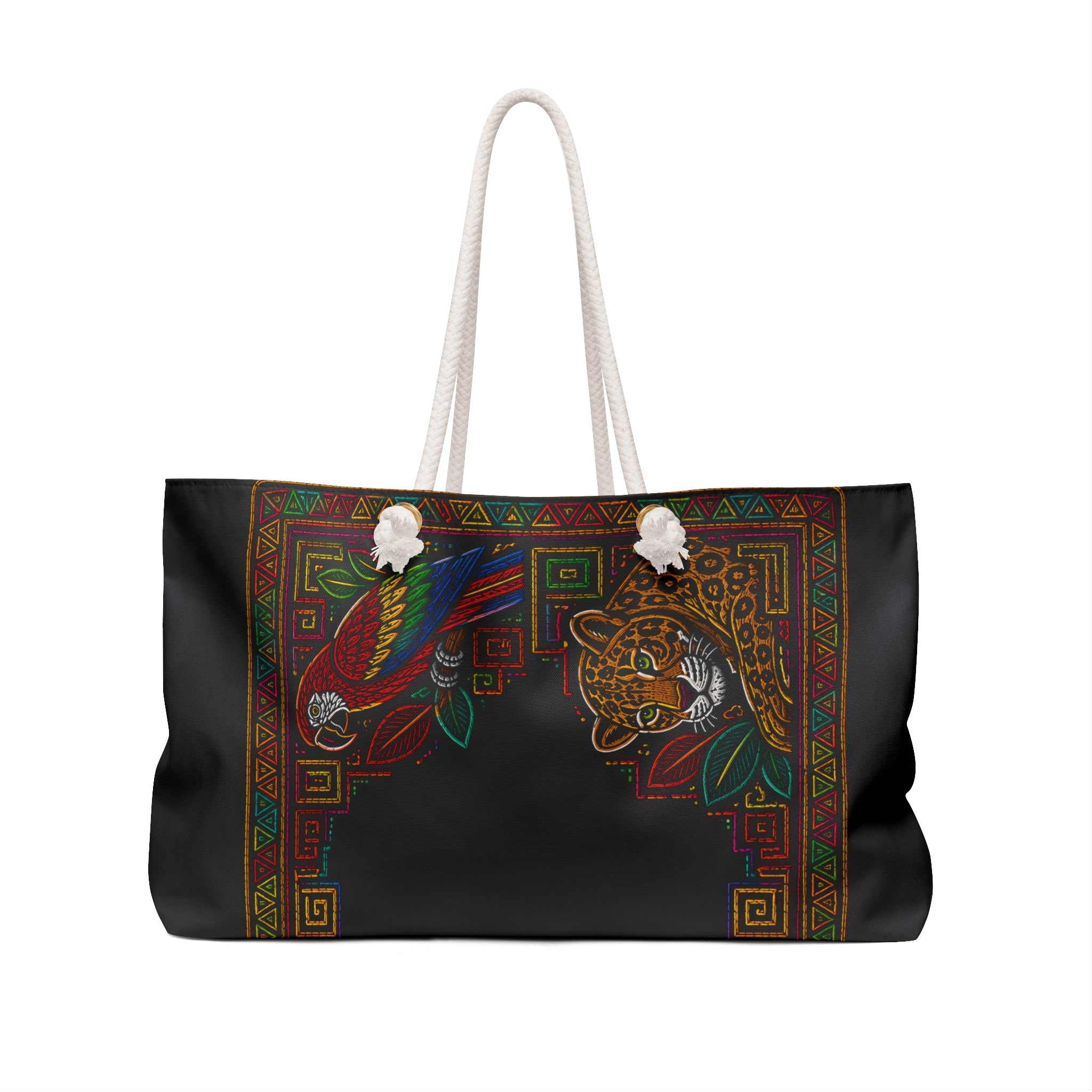 Tropical Parrot & Turtle Weekender Bag — Boho Beach Travel Tote
