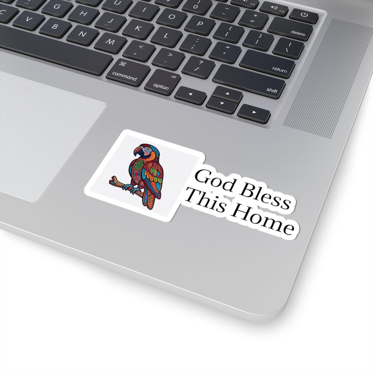 God Bless This Home Sticker | Mola Art Parrot Decal