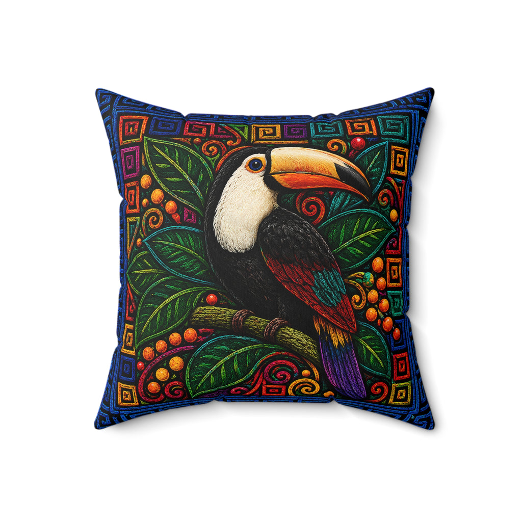 Copy of Toucan Tropical Throw Pillow — Faux Suede Square Decorative Pillow