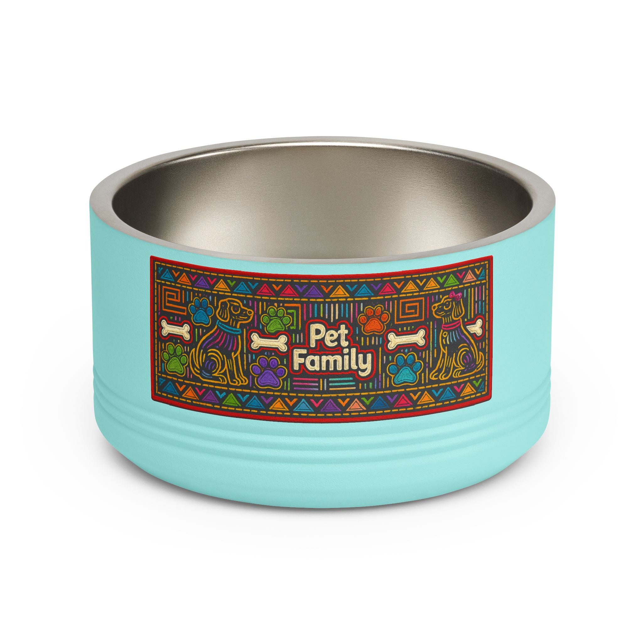 Pet Bowl — 18oz Stainless Dog & Cat Bowl with Mola-Inspired Design from Panama
