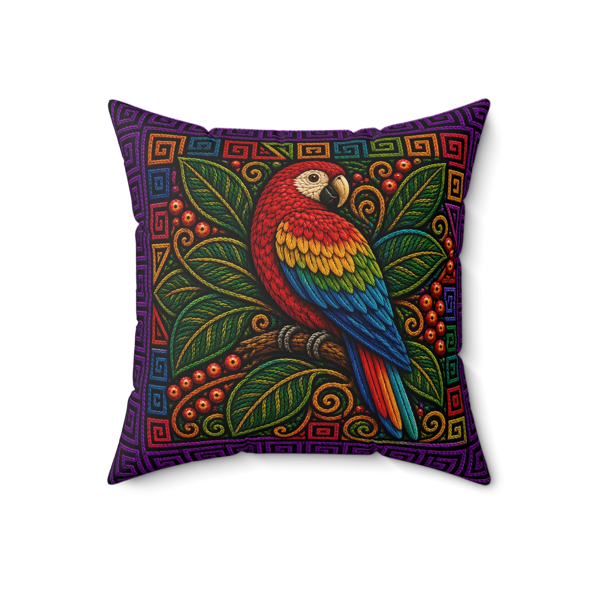 Toucan Tropical Throw Pillow — Faux Suede Square Decorative Pillow
