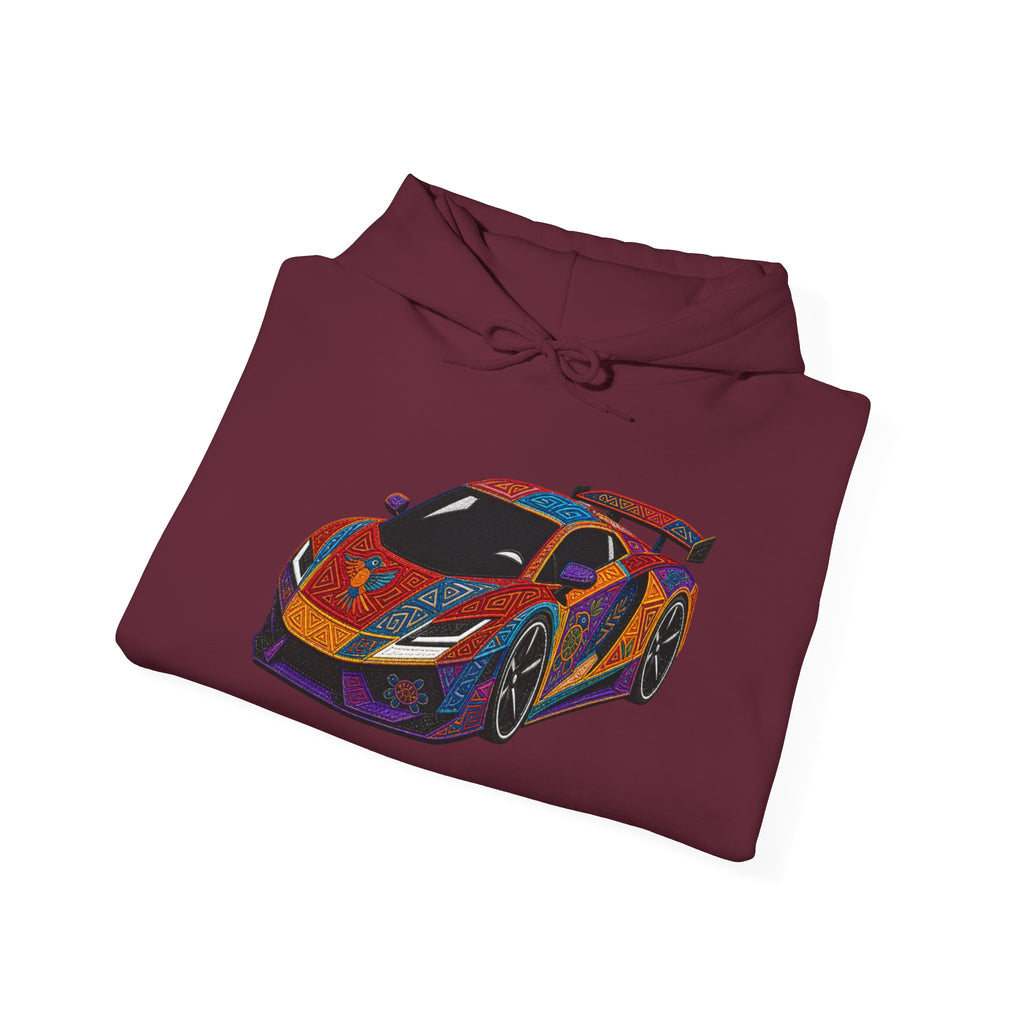 Racing Supercar Hoodie - Vibrant Retro Sports Car Graphic