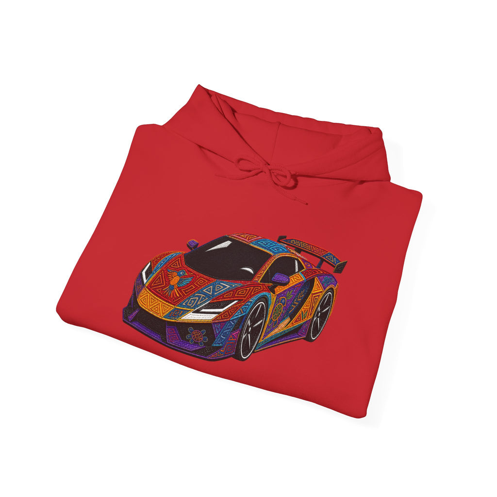 Racing Supercar Hoodie - Vibrant Retro Sports Car Graphic