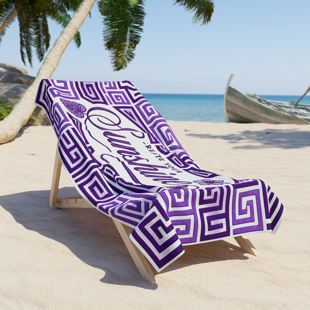 Copy of Create Your Sunshine Beach Towel — Blue Tropical Cotton Beach Towel
