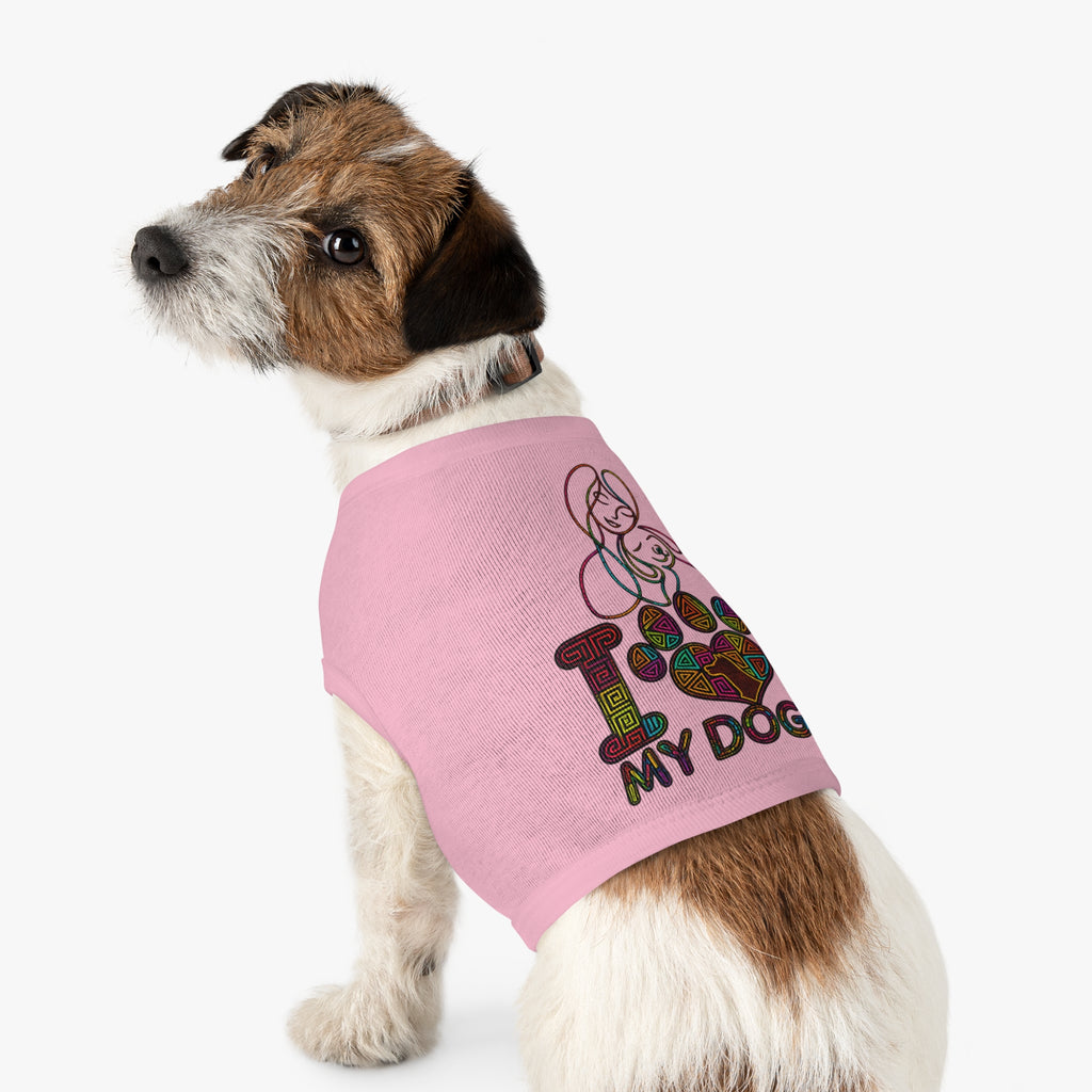 Dog Love Pet Tank — "I  My Dog" Colorful Paw Heart Dog Tank Top