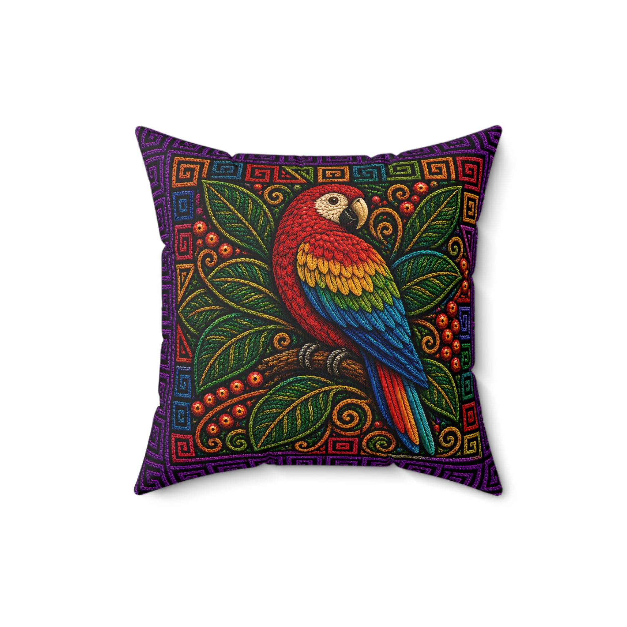 Toucan Tropical Throw Pillow — Faux Suede Square Decorative Pillow