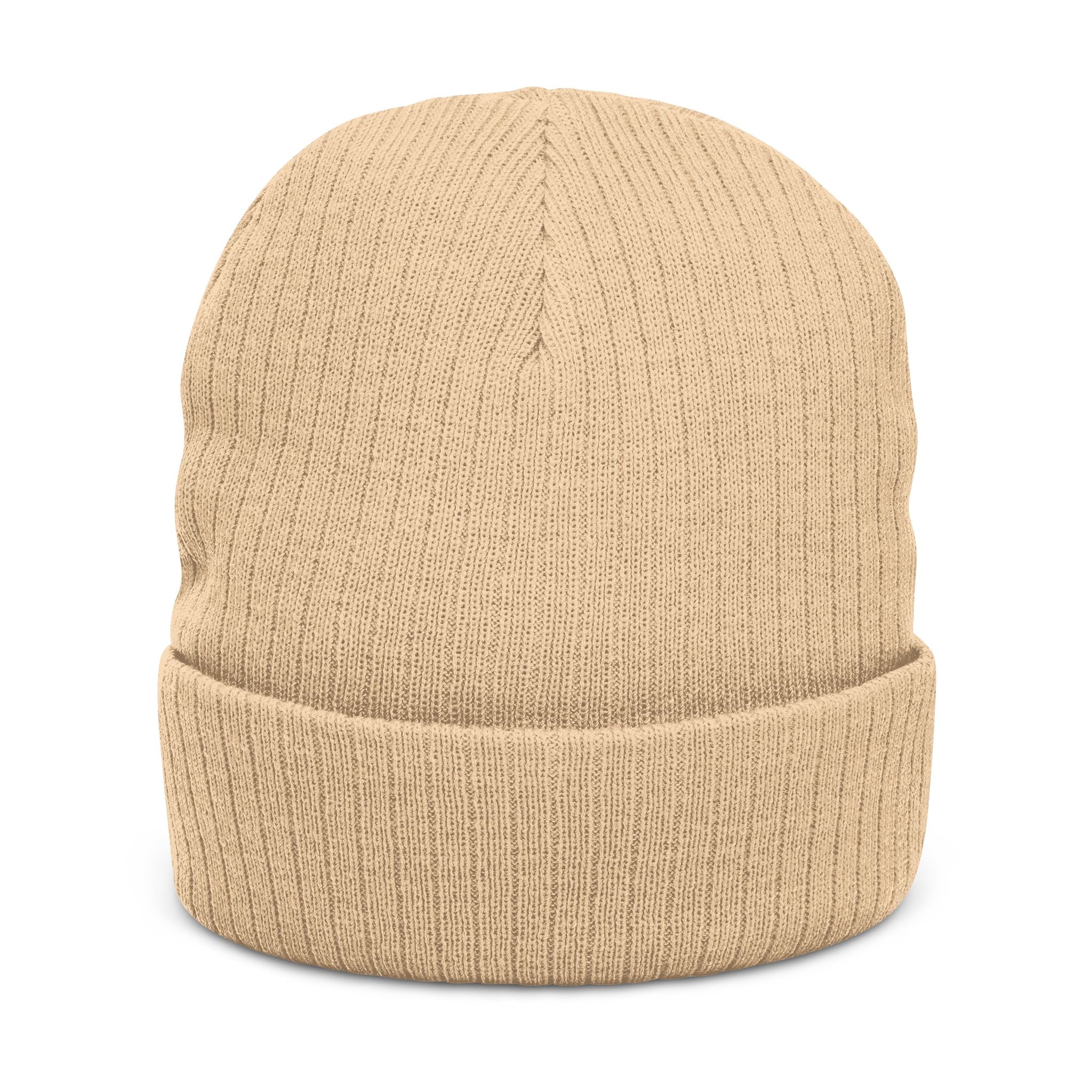 Embroidered 'Love & Peace' Ribbed Knit Beanie — Colorful Retro Heart Design